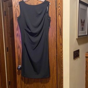 NWT Donna Morgan sleeveless LBD, ruched across bodice, size 14